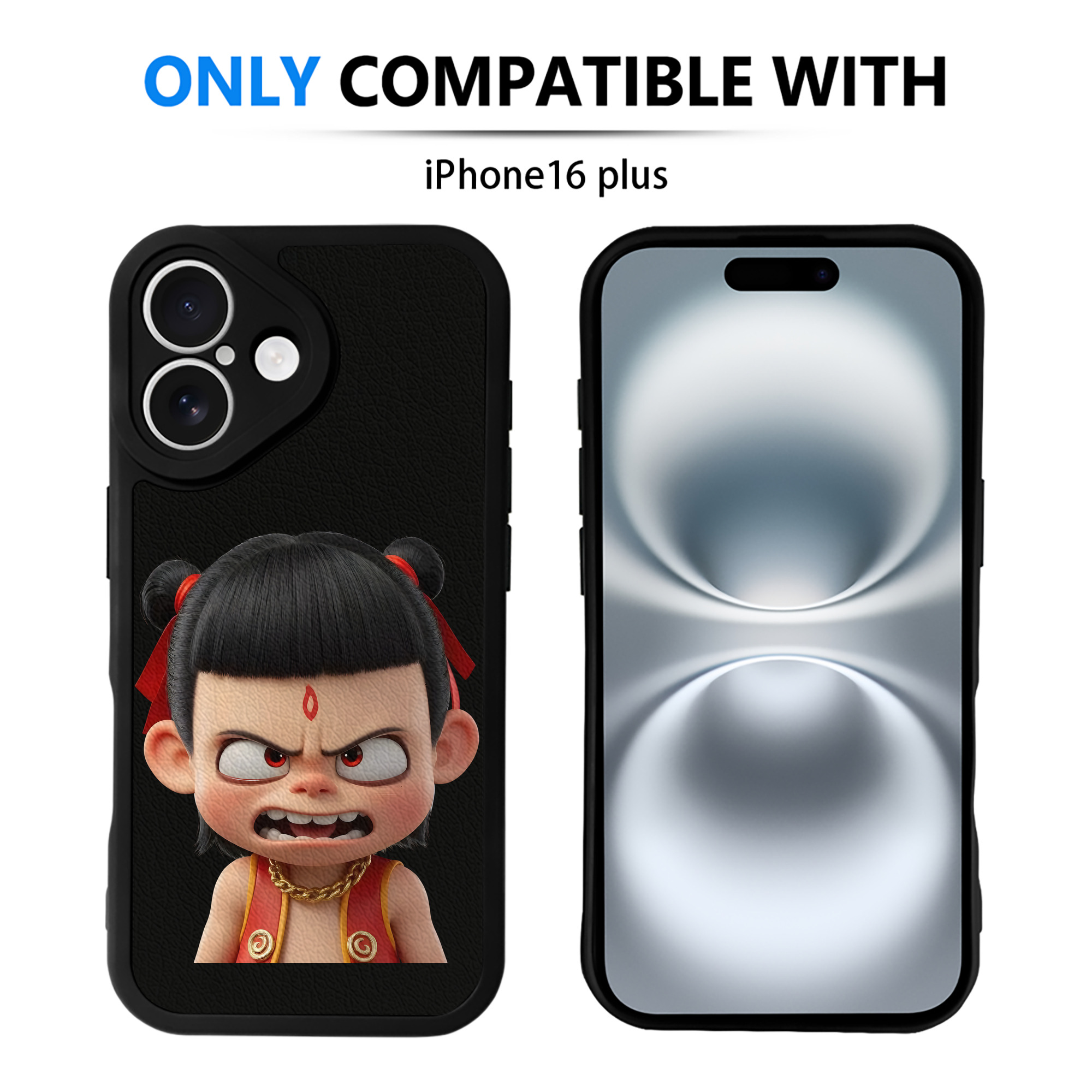 （画像用） Ne Zha 2 ナタ 魔童の大暴れ 【iPhone 16シリーズ対応】シリコンスマホケース（レザー調） 材質：シリコン